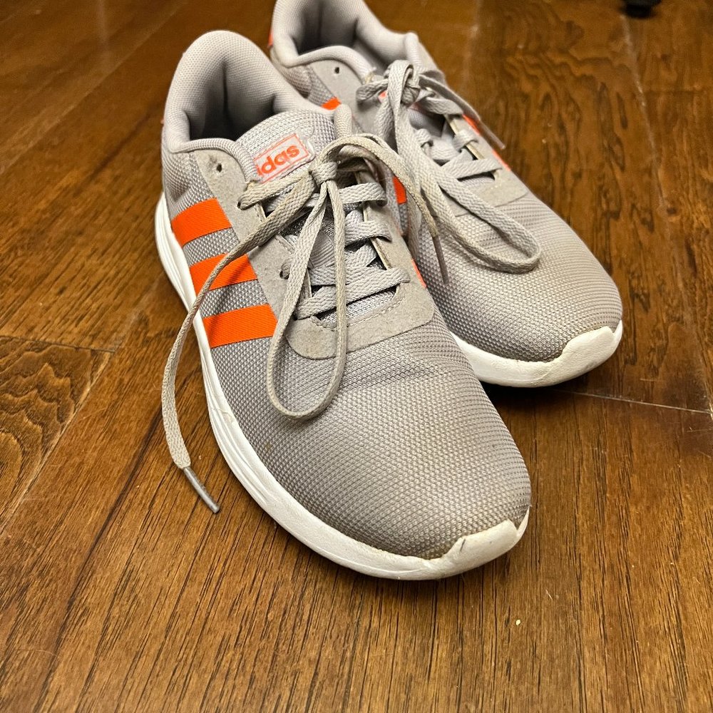Adidas Lite Racer 2.0 Gray and Orange Youth Size 5 Women 6.5